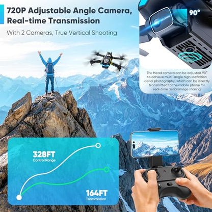 Drone with Camera-Drone for Kids with Cool Lights & 2 Batteries - color: Black and Gray
