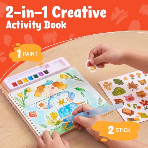 JoyCat Mix & Match Paint with Water Coloring Books with Stickers (Animals) - style: Animals