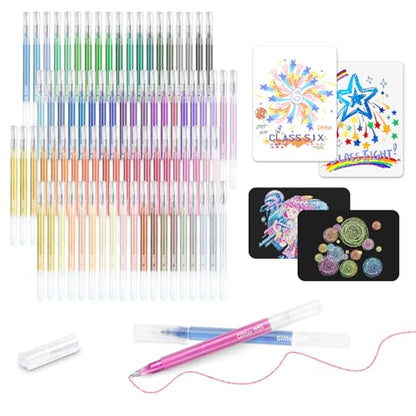 80 Colors Glitter Gel Pens Set High-Capacity - color: 80 colors