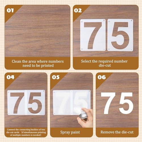 8Inch Number Stencils,10Pcs Plastic Reusable Washable Curb Stencil Kit - size: 8Inch