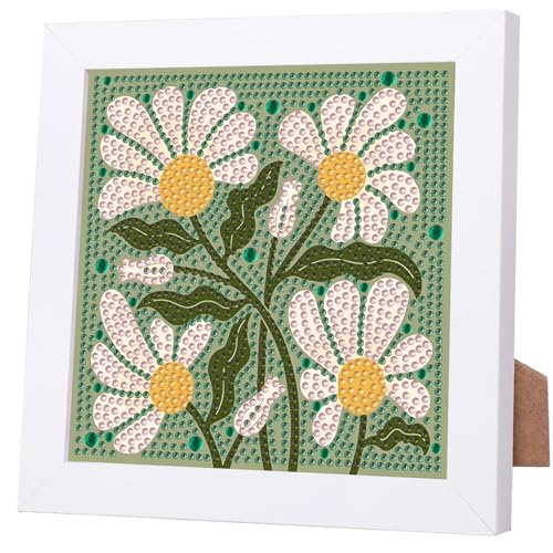 WEMEON Flowers Diamond Art Kits for Kids with Frame 7x7 inch - color: Flower04