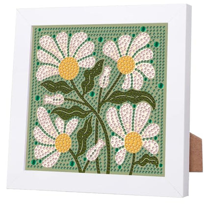 WEMEON Flowers Diamond Art Kits for Kids with Frame 7x7 inch - color: Flower04