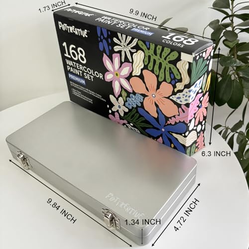 168 Solid Watercolor Paint Set with Brushes and Blank Coloring Book - color: 168 Colors