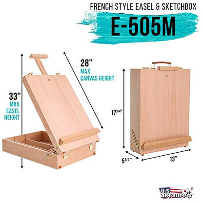 U.S. Art Supply Newport Large Adjustable Wood Desktop Easel