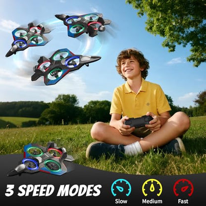 4DRC RC Planes Remote Control Airplanes for Kids, Foam Remote Control Planes for Kids Adults Beginners, Remote Control Helicopter Fighter Jet Drones for Kids Adults, 360° Flip Easy to Fly - color: Black-2batteries