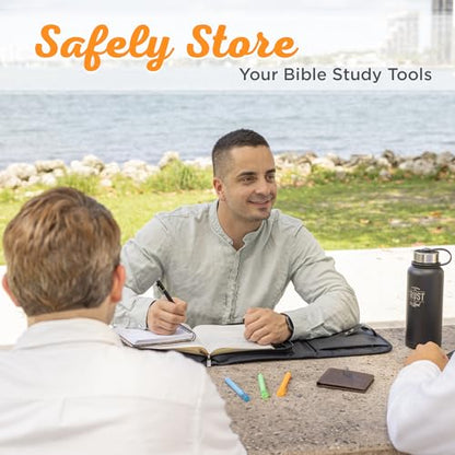 Christian Art Gifts Jesus Fish Badge Men/Women Tri-Fold Bible Cover - color: Poly Black, size: Large