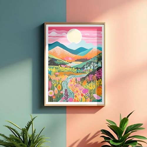 GCEOSINI Diamond Art Kits for Adults Mountain Flower Gem Art