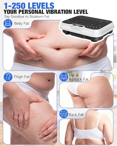 Bigzzia Vibration Plate Exercise Machine for Lymphatic Drainage & Fitness - color: White