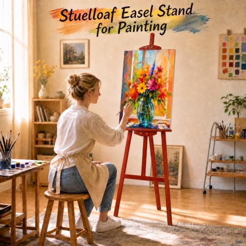 Adjustable Walnut Pine Wooden Painting Easel, Art Easel Stand - color: Walnut