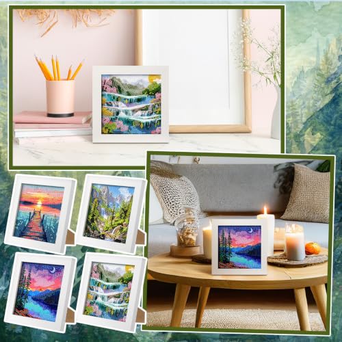 Geyoga 4pcs Scenery Diamond Painting Kits with Frame for Adults 7 x 7 Inch - style: Scenery