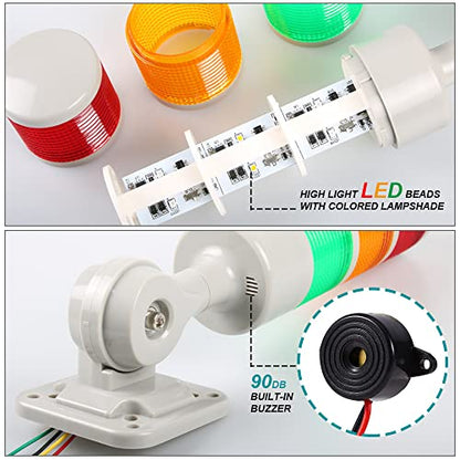 LED Signal Tower Stack Lights, Andon Warning Columns, Flashing/Steady Rotatable Lights, 12V 24V DC (5-Layer, Buzzer) - color: RED/YELLOW/GREEN/BLUE/WHITE DC 12-24V, size: 5 Layer/with Buzzer