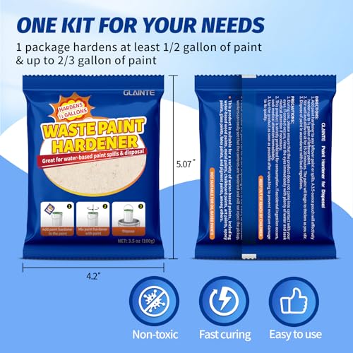 GLAINTE Waste Away Paint Hardener for Water-based Paint 18 Packs - size: 63 Ounce (Pack of 1)