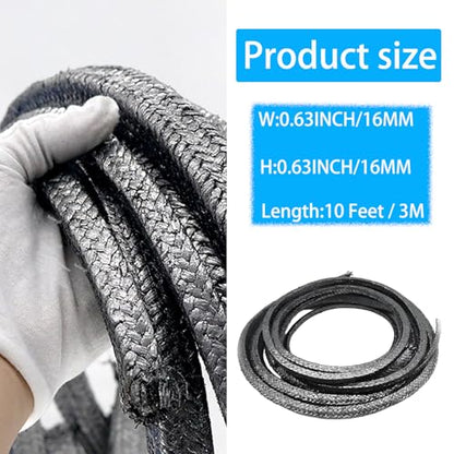 Flexible Graphite Braided Compression Packing ，for Pump Valve or Mechanical Seal 5/8” x 5/8”，10 feet - size: 5/8”，10 feet