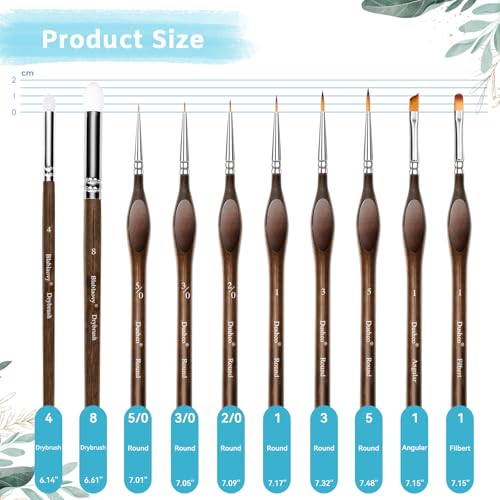 Detail Paint Brushes Set, 10 pcs Miniature Brushes for Fine Detailing - color: Brown