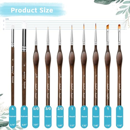 Detail Paint Brushes Set, 10 pcs Miniature Brushes for Fine Detailing - color: Brown
