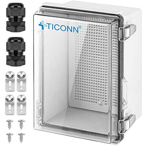 TICONN Outdoor Electrical Box Waterproof, ABS IP67 Junction Box Enclosure - color: Transparent Cover, size: 8.7"x6.7"x4.3"