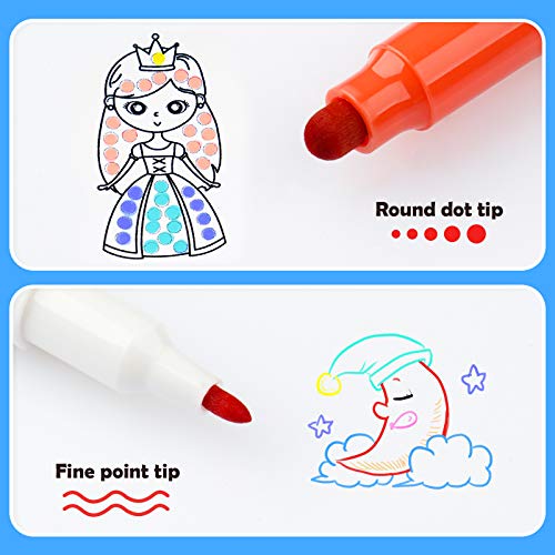 NiArt 12 Dual Tip Dot Markers, Quick-Dry for Art Journaling, 0.5mm-3mm