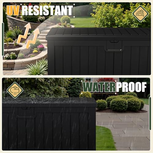 JUMMICO HDPE 250 Gallon Deck Box Double-Wall with Divider - color: Black, size: 250 gallon