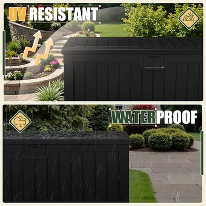 JUMMICO HDPE 250 Gallon Deck Box Double-Wall with Divider - color: Black, size: 250 gallon