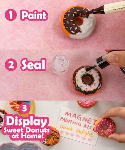 Grabie Magnet Painting Kit, DIY Fridge Magnets, Donut Delight - color: Donut Delight