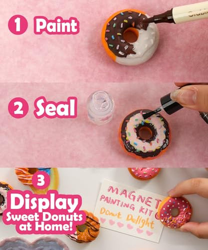 Grabie Magnet Painting Kit, DIY Fridge Magnets, Donut Delight - color: Donut Delight