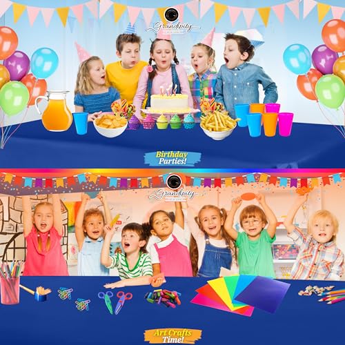 Grandipity Plastic Table Cloth Disposable 12 Pack 54” x 108” Rectangle - color: Blue, size: 54in. x 108in. Rectangle