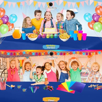Grandipity Plastic Table Cloth Disposable 12 Pack 54” x 108” Rectangle - color: Blue, size: 54in. x 108in. Rectangle