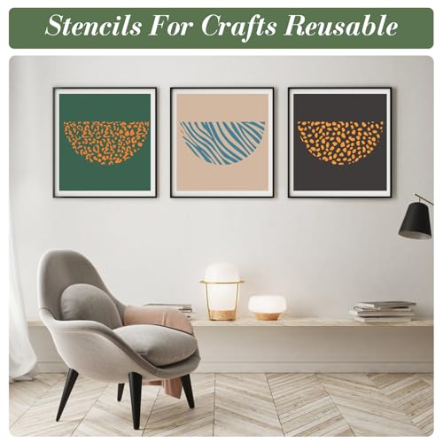 Geometric Texture Stencils for Crafts Reusable 9Pcs Stencils(11.8X6.3 Inch) - color: Texture 8
