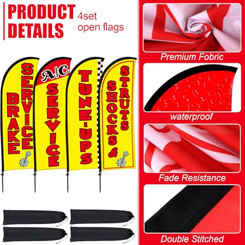 Buryeah 4 Pack Auto Repair Shop Feather Flag Kit, Yellow - color: Yellow
