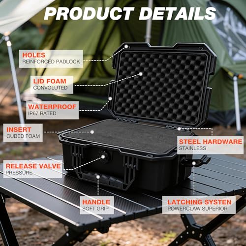 SHALL Hard Case, Cyberdeck Case, IP67 Waterproof Protective Camera Case with Customizable Foam, Protection for Camera, Drones, Lens, Equipment, 14"x11"x6", Black - color: Black