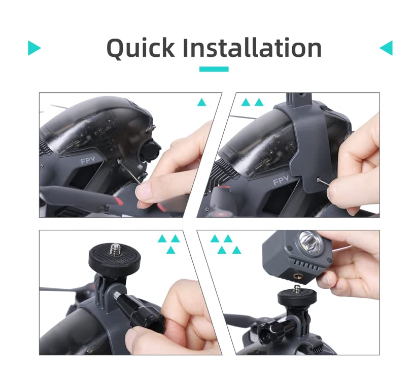 BTG DJI FPV Drone Action Camera Mount Holder for DJI Action 5 4 3 2/Pocket 3 2 /GoPro Series/Fimi Palm 2 / Insta360 X3 Go 3S ONE X2 R/Night Light/Fill Light Sport Camera Mount Extensions
