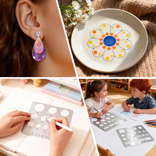 4PCS Stainless Steel Stencils Set for Engraving and Wood Burning-Reusable Ellipse Teardrop Circle Square Templates for Metal,Wood,Glass,Jewelry,Journaling Bracelets Earrings DIY Crafts (8x7.3 Inch) - color: 4PCS Geometric Metal Stencils