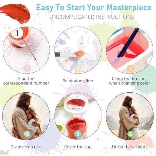Jesus Paint by Numbers Kit for Adults Framed Canvas 12X16 in, Frameworkless - color: YH02813