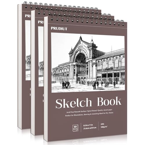 3 Pack Sketch Book 8.5 × 11 in, Spiral Bound, 50 Sheets Each - color: Reddish brown, size: 8.5 x 11inch(3 Pack)