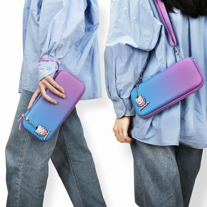 Switch Case for NS Switch, innoAura 17 in 1 Switch Accessories Bundles with Switch Carrying Case, Switch Game Case, Switch Protective Case, Switch Screen Protector (Blue-purple Gradient) - color: Blue Purple