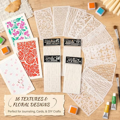 16PCS Large Flower & Leaf Stencils for Painting, Crafts Reusable - color: 3.8 x 6.9in Flower & Leaf Stencils