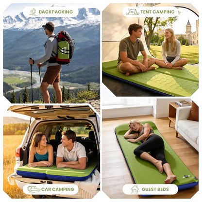 TEKIK Self Inflating Memory Foam Sleeping Pad with Pillow for Camping