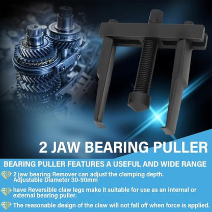 2 jaw Bearing Puller, Adjustable Two Jaw Gear Puller Tool for Removal Small Bearing or Gears, Pulley, and Flywheel 30mm - 90mm