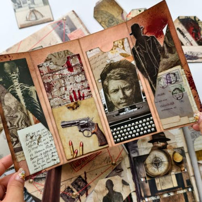Junk Journal Kit Mystery Detective Ephemera Set for Crafts - color: Mystery_file