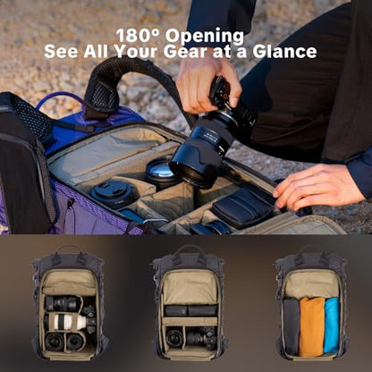PGYTECH OnePro Ultralight Camera Backpack 30L with 16" Laptop Sleeve - color: Space Black, size: 30L