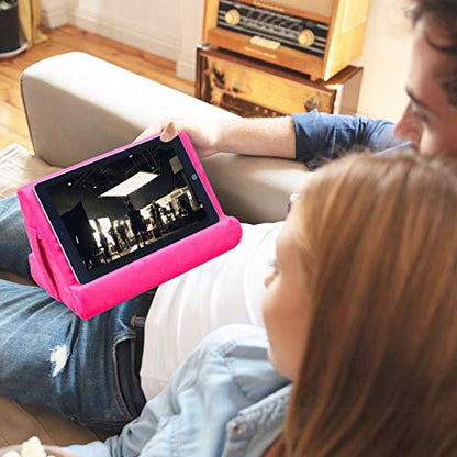Universal Multi-Angle Tablet Holder - Soft Pad Stand with Net Pocket & Phone Stands for Lap, Knee, Sofa and Bed(Pink) - color: Pink