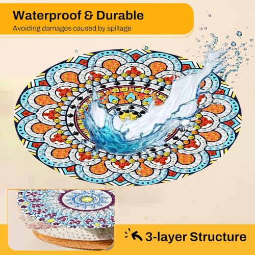 8Pc Diamond Art Coasters Holder Cork Pads, Diamond Painting Coasters 4x4 In - color: Boho Mandala Diamond Art Coasters