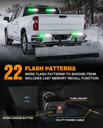 XRIDONSEN 2x 10.7 inch Strobe Light Bar 24 LED Green White Emergency Lights - color: Green/White