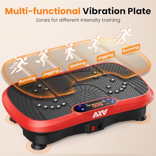 AXV Vibration Plate Exercise Machine Fitness Platform Body Vibrating Board - color: SLIM.RED