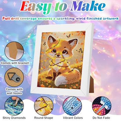 WEMEON Fox Diamond Art Kits for Kids with Frame 7x7 inch - color: Fox
