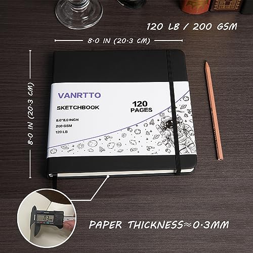 Vanrtto Hardcover Square Sketch Book, Mixed Media Sketchbook 8x8 in 2 Pack - size: 8*8 INCH 2 PACK