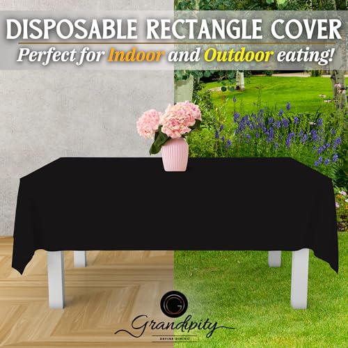 Grandipity Plastic Table Cloth Disposable 12 Pack 54” x 108” Rectangle - color: Black, size: 54in. x 108in. Rectangle