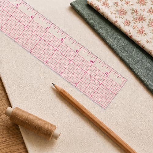 YLAZIION Clear Ruler for Sewing 2x12 Inch Easy Read Grid Graph Ruler 1.4mm - style: Upgraded 12" Design Ruler