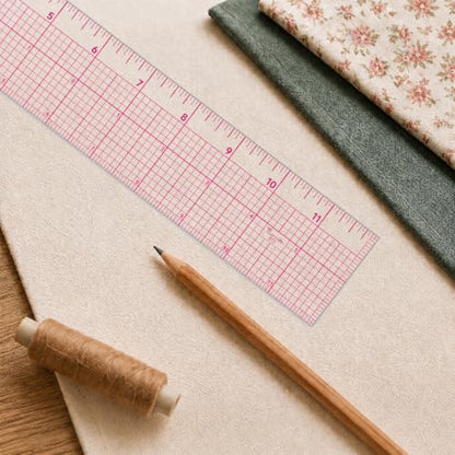 YLAZIION Clear Ruler for Sewing 2x12 Inch Easy Read Grid Graph Ruler 1.4mm - style: Upgraded 12" Design Ruler