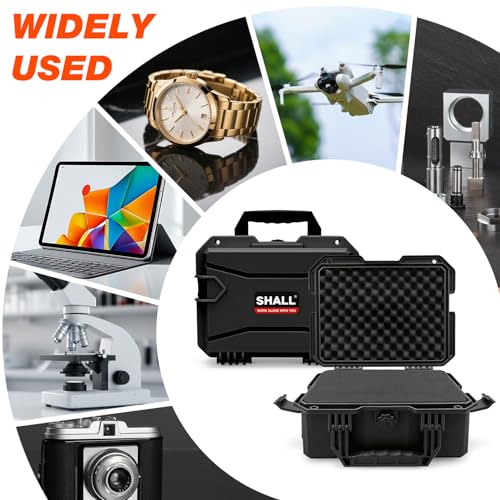 SHALL Hard Case, Cyberdeck Case, IP67 Waterproof Protective Camera Case with Customizable Foam, Protection for Camera, Drones, Lens, Equipment, 14"x11"x6", Black - color: Black